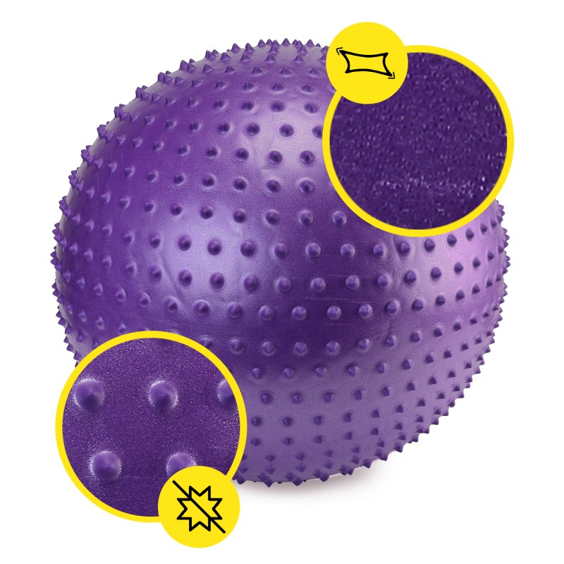 М'яч для фітнесу (фітбол) Cornix 65 см масажний Anti-Burst XR-0484 Violet