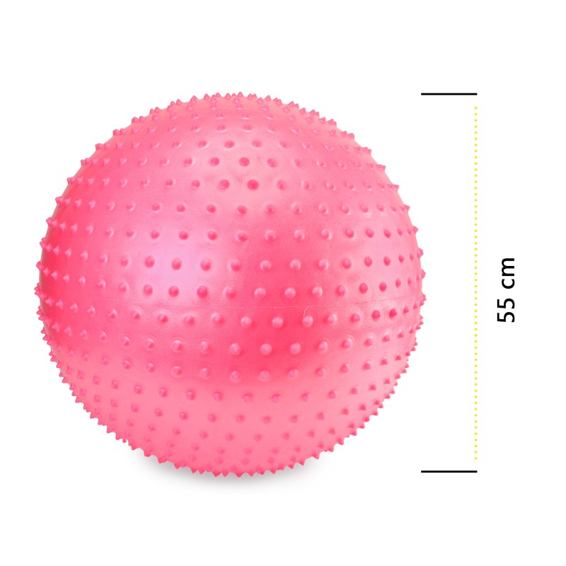 М'яч для фітнесу (фітбол) Cornix 55 см масажний Anti-Burst XR-0469 Pink