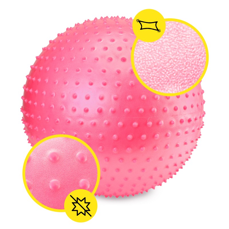 М'яч для фітнесу (фітбол) Cornix 65 см масажний Anti-Burst XR-0485 Pink