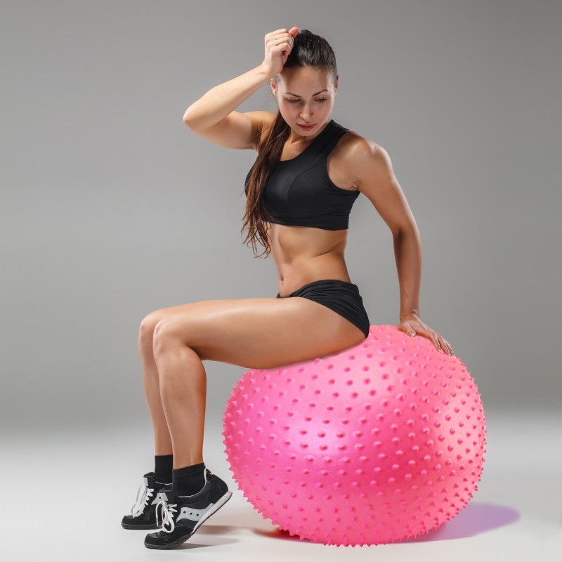 М'яч для фітнесу (фітбол) Cornix 65 см масажний Anti-Burst XR-0485 Pink