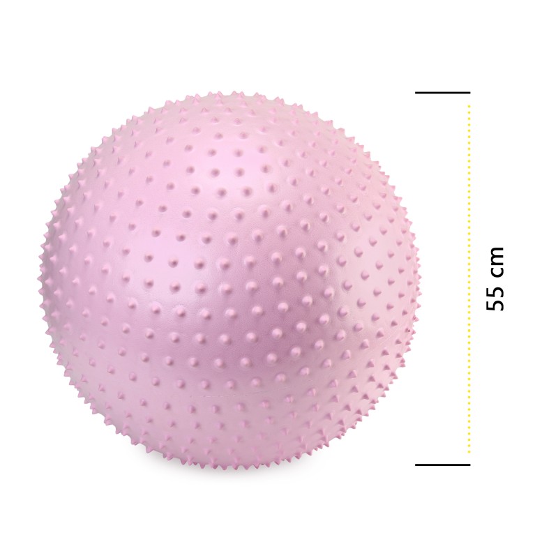 М'яч для фітнесу (фітбол) Cornix 55 см масажний Anti-Burst XR-0473 Light Pink