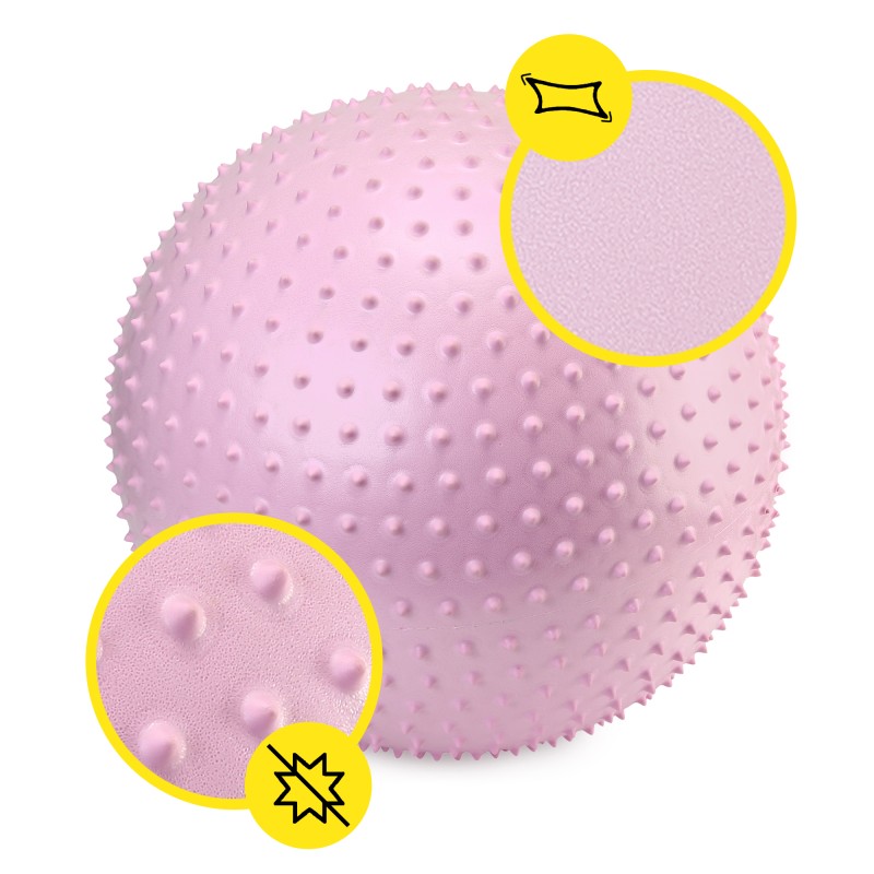 М'яч для фітнесу (фітбол) Cornix 55 см масажний Anti-Burst XR-0473 Light Pink