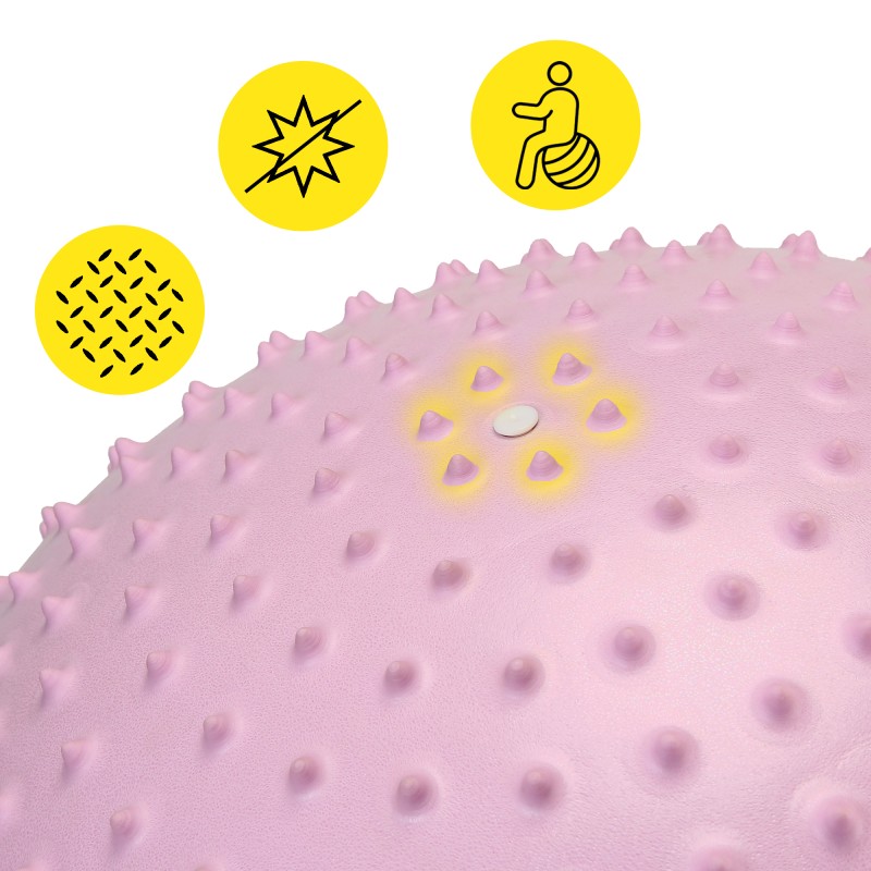 М'яч для фітнесу (фітбол) Cornix 55 см масажний Anti-Burst XR-0473 Light Pink