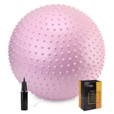 М'яч для фітнесу (фітбол) Cornix 65 см масажний Anti-Burst XR-0489 Light Pink
