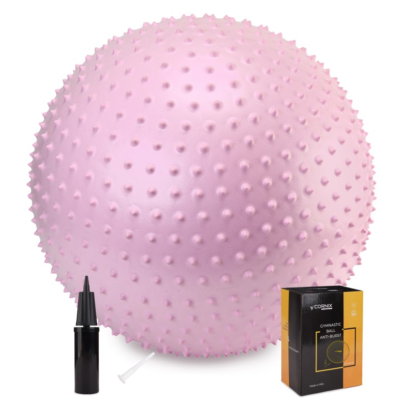 М'яч для фітнесу (фітбол) Cornix 65 см масажний Anti-Burst XR-0489 Light Pink