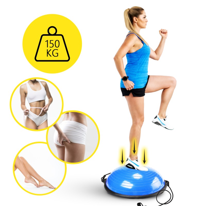 Балансувальна платформа (півсфера) Cornix Bosu Ball 58 см з еспандерами XR-0457 Blue