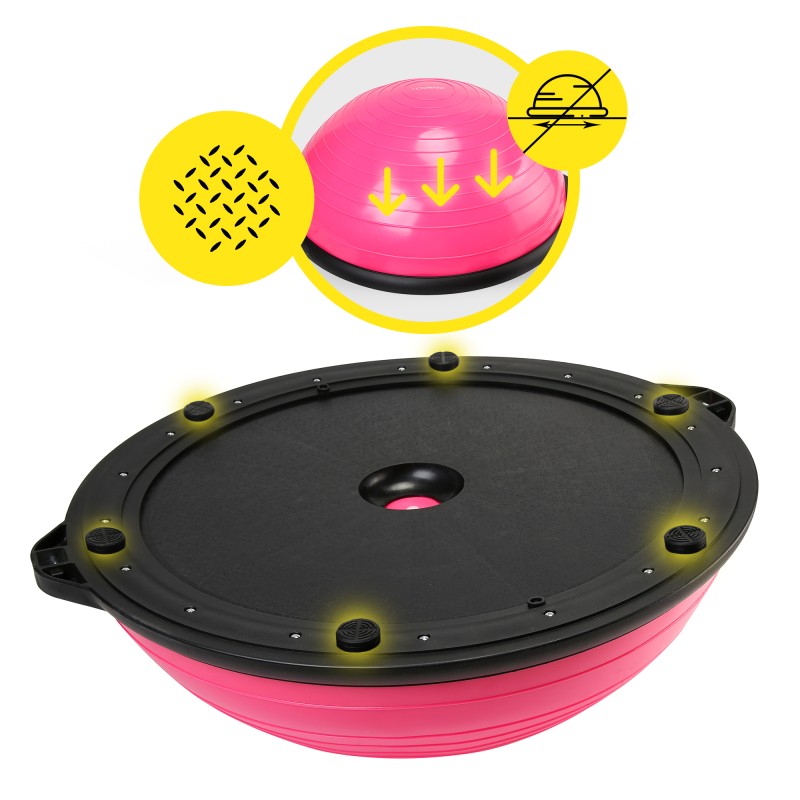 Балансувальна платформа (півсфера) Cornix Bosu Ball 58 см з еспандерами XR-0456 Pink
