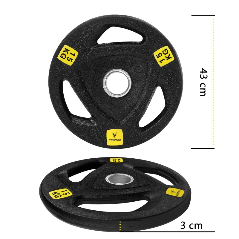 Диск олімпійський Cornix 1 x 15 кг 51 мм металевий, прогумований XR-0427 Black