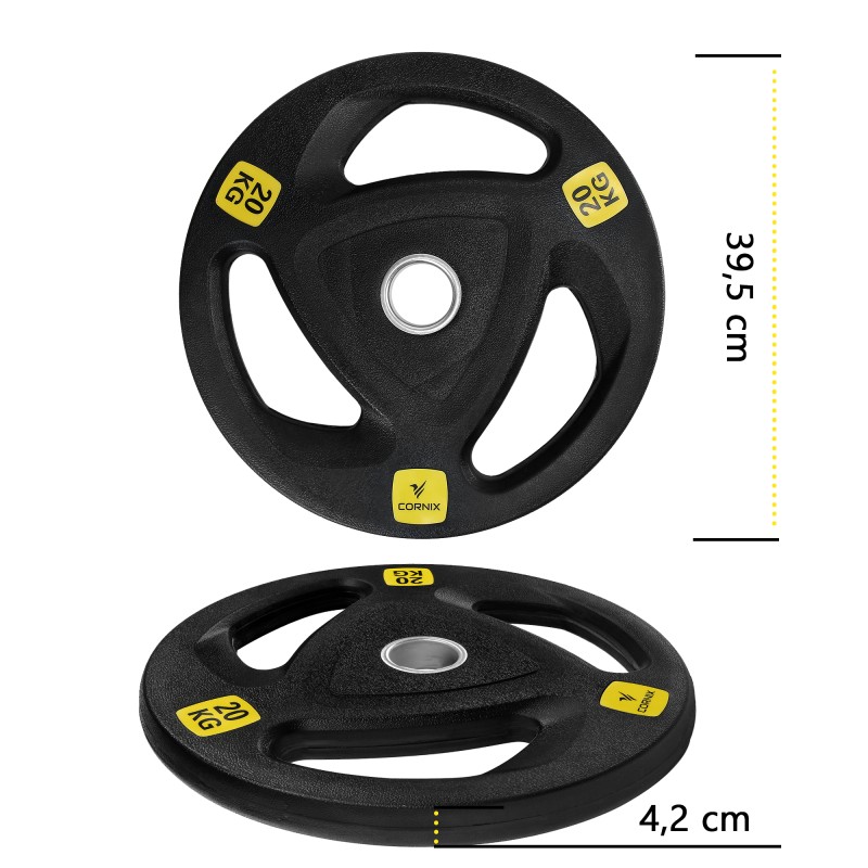 Диск олімпійський Cornix 1 x 20 кг 51 мм металевий, прогумований XR-0428 Black
