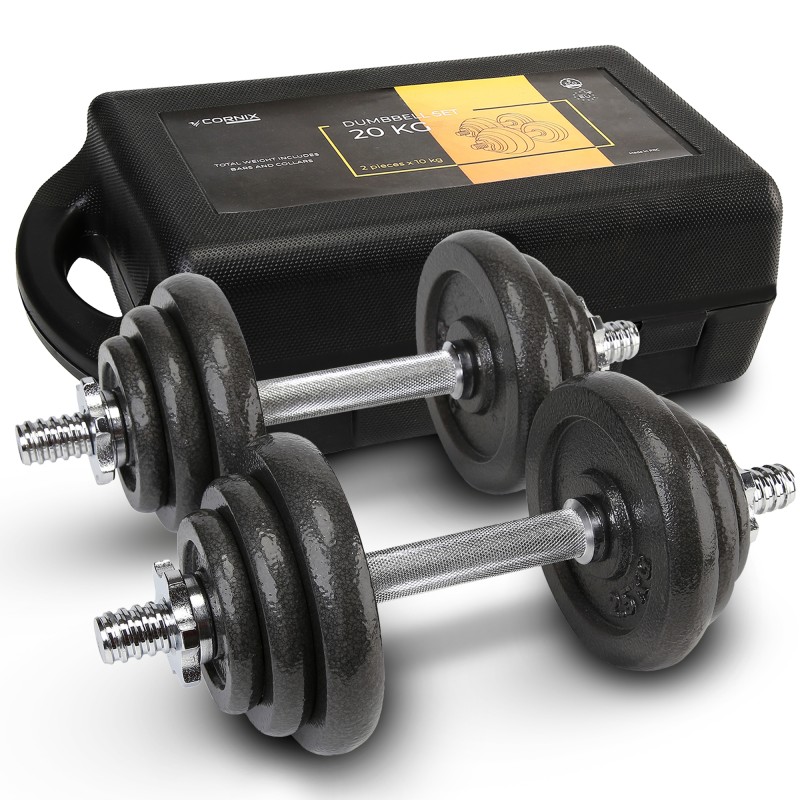 Гантелі металеві Cornix 2 x 10 кг набірні, в кейсі XR-0441 Black