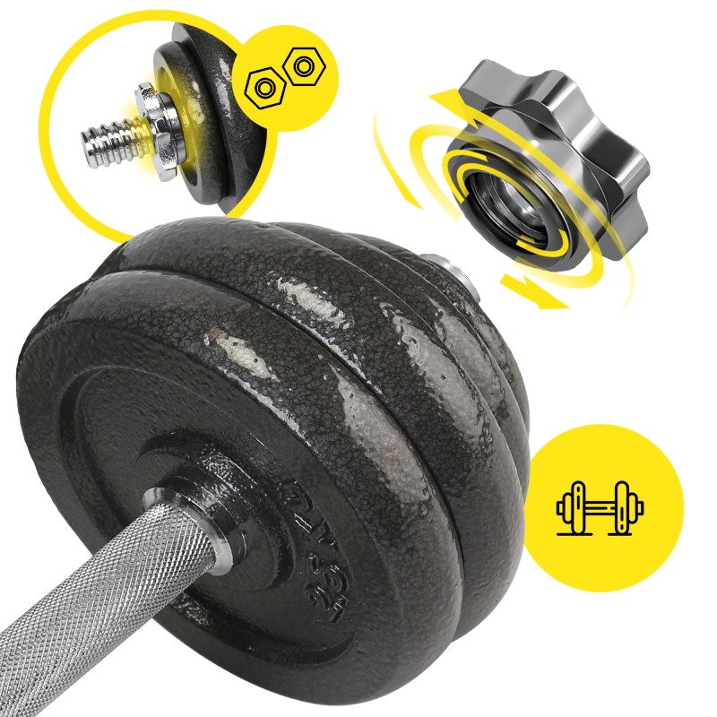 Гантелі металеві Cornix 2 x 15 кг набірні, в кейсі XR-0442 Black
