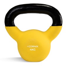 Гиря металева Cornix 4 кг з вініловим покриттям XR-0435 Yellow/Black