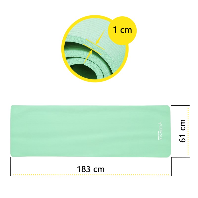 Килимок спортивний Cornix NBR 183 x 61 x 1 cм для йоги та фітнесу XR-0491 Light Green