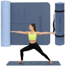 Килимок спортивний Actiget TPE 183 x 61 x 0.6 см для йоги та фітнесу ACT0021 Blue/Sky Blue