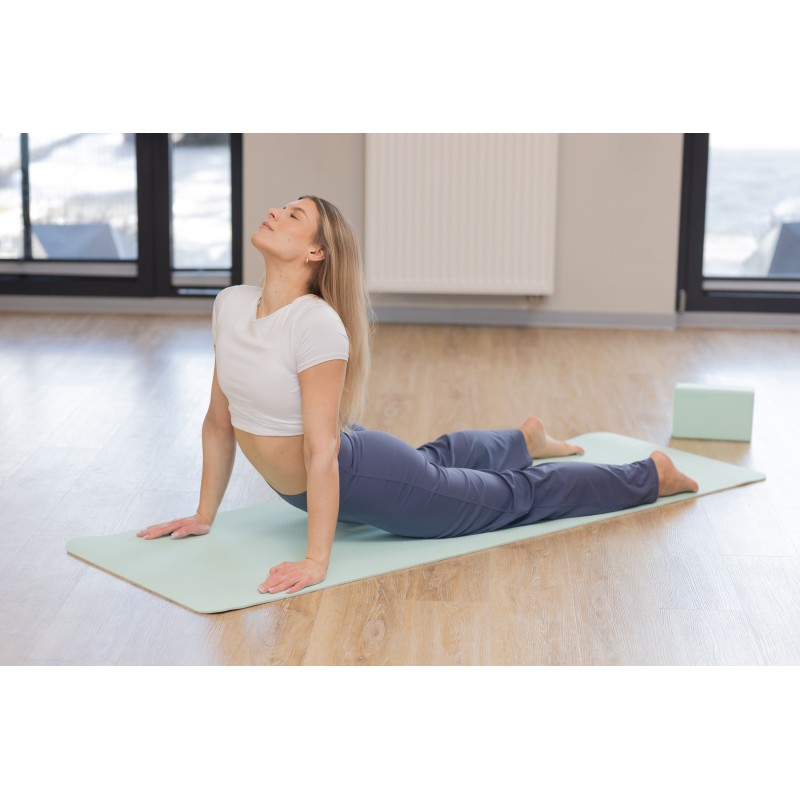 Килимок спортивний Actiget TPE 183 x 61 x 0.6 см для йоги та фітнесу ACT0024 Mint/Grey