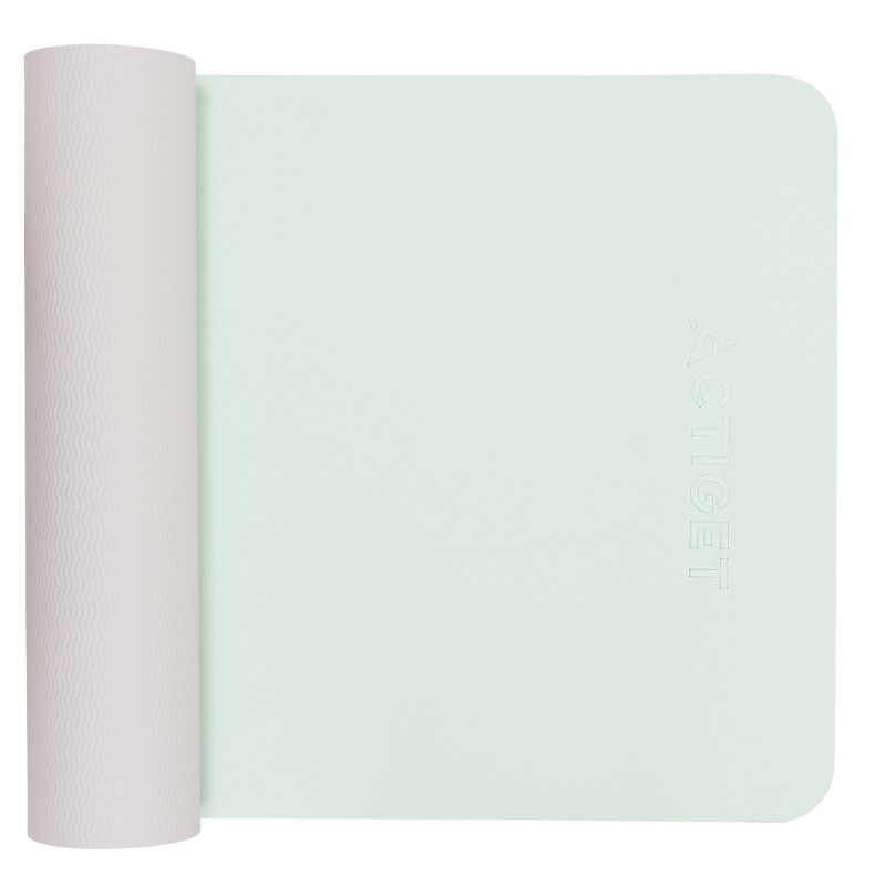 Килимок спортивний Actiget TPE 183 x 61 x 0.6 см для йоги та фітнесу ACT0024 Mint/Grey