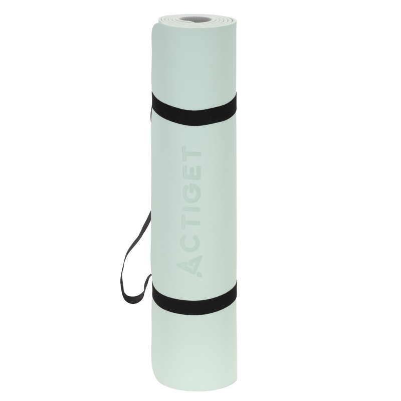 Килимок спортивний Actiget TPE 183 x 61 x 0.6 см для йоги та фітнесу ACT0024 Mint/Grey