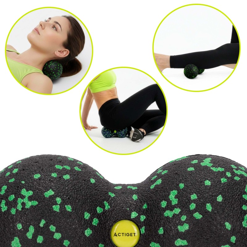 Масажний м'яч подвійний Actiget EPP 8 x 16 см ACT0098 Black/Green