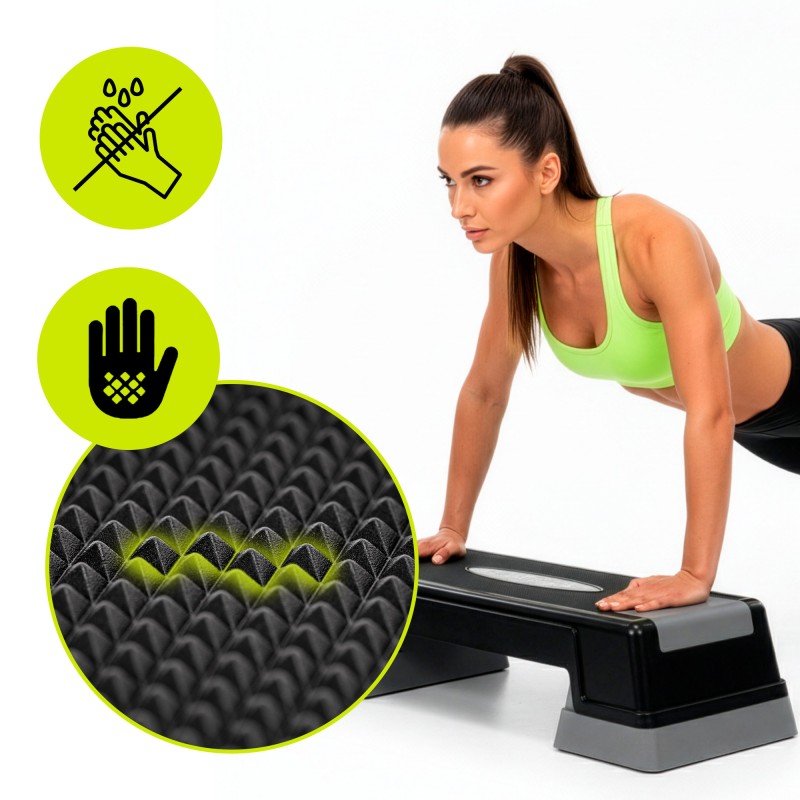 Степ-платформа 2-ступінчаста Actiget 73 х 28.5 х 12-17.5 см ACT0120 Black/Grey