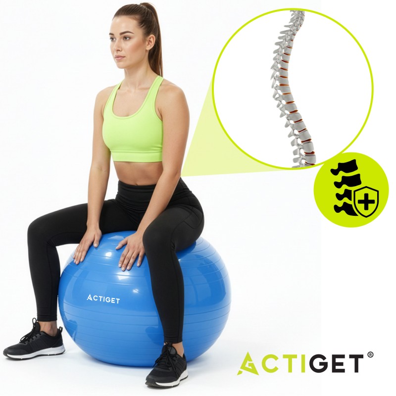 М'яч для фітнесу (фітбол) Actiget 55 см з насосом ACT0142 Blue