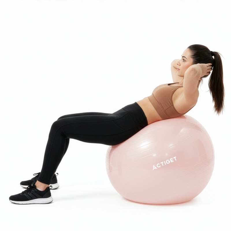 М'яч для фітнесу (фітбол) Actiget 65 см з насосом ACT0143 Light Pink