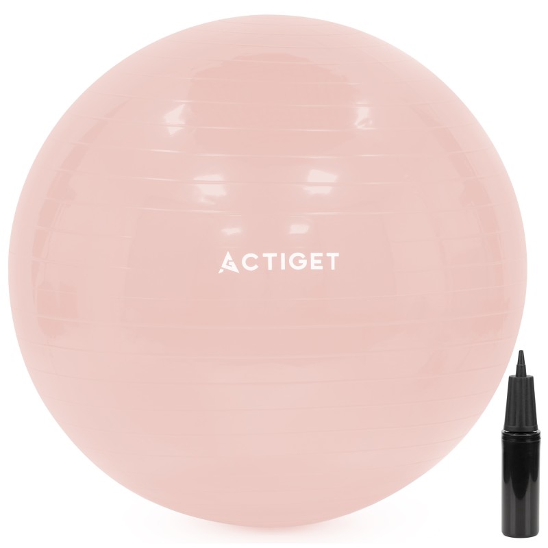 М'яч для фітнесу (фітбол) Actiget 65 см з насосом ACT0143 Light Pink