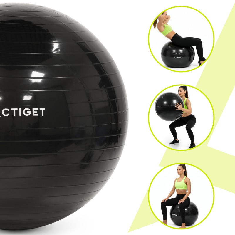 М'яч для фітнесу (фітбол) Actiget 75 см з насосом ACT0146 Black
