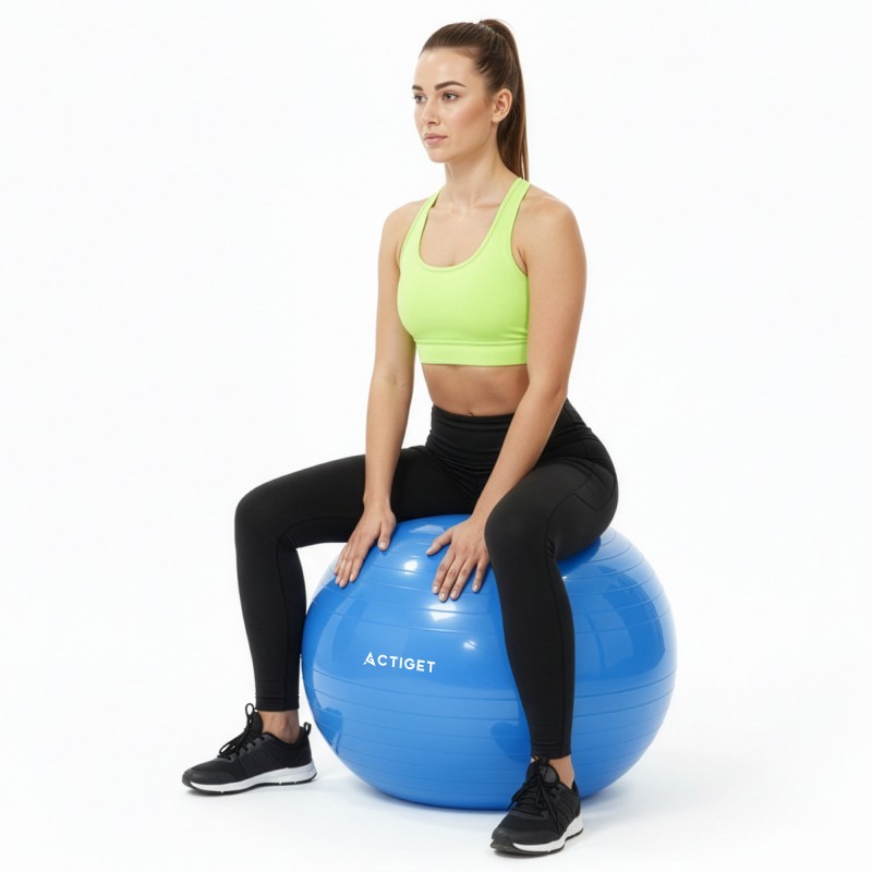 М'яч для фітнесу (фітбол) Actiget 75 см з насосом ACT0147 Blue