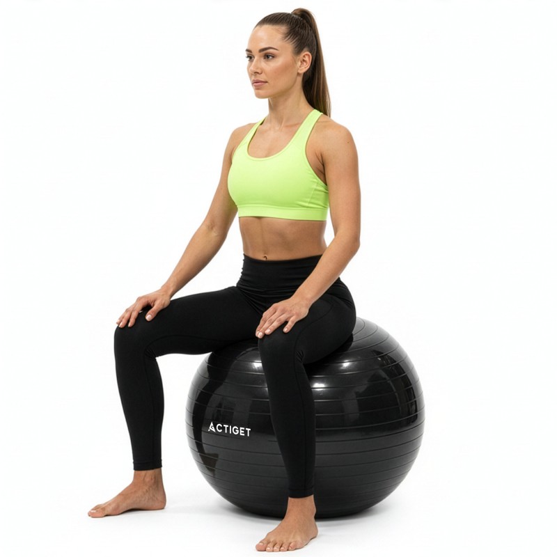 М'яч для фітнесу (фітбол) Actiget 85 см з насосом ACT0148 Black