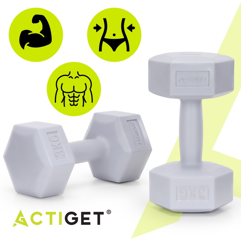 Гантелі Actiget Hex 2 x 3 кг ACT0161 Grey