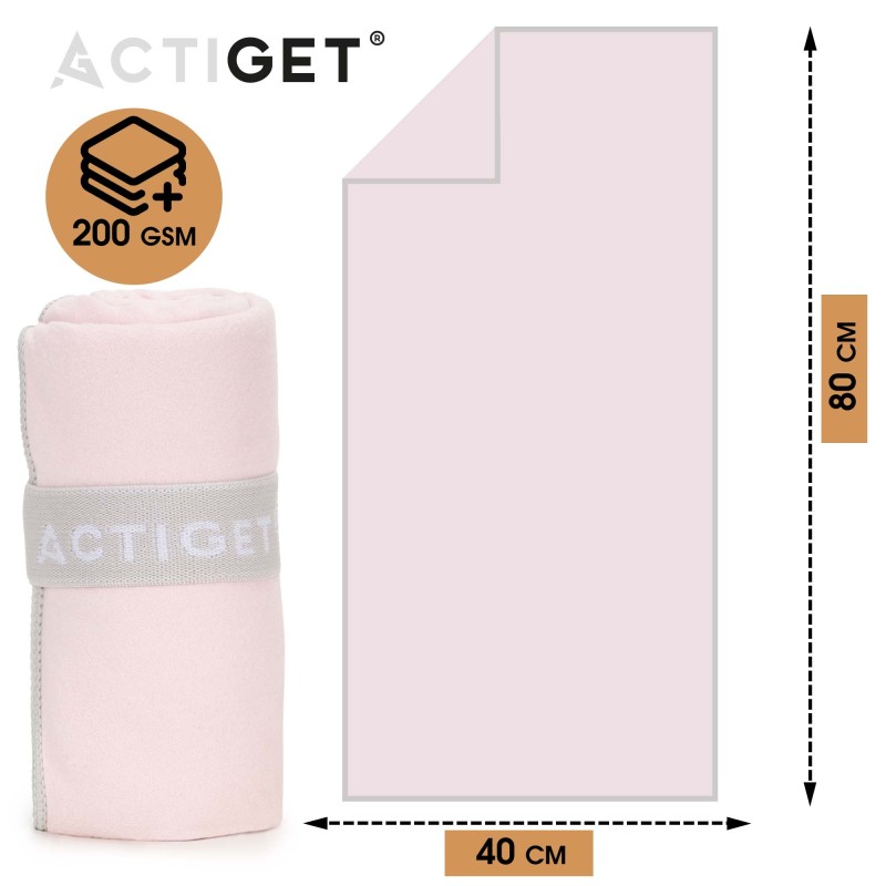 Рушник спортивний Actiget 80 x 40 см з мікрофібри ACT0184 Light Pink