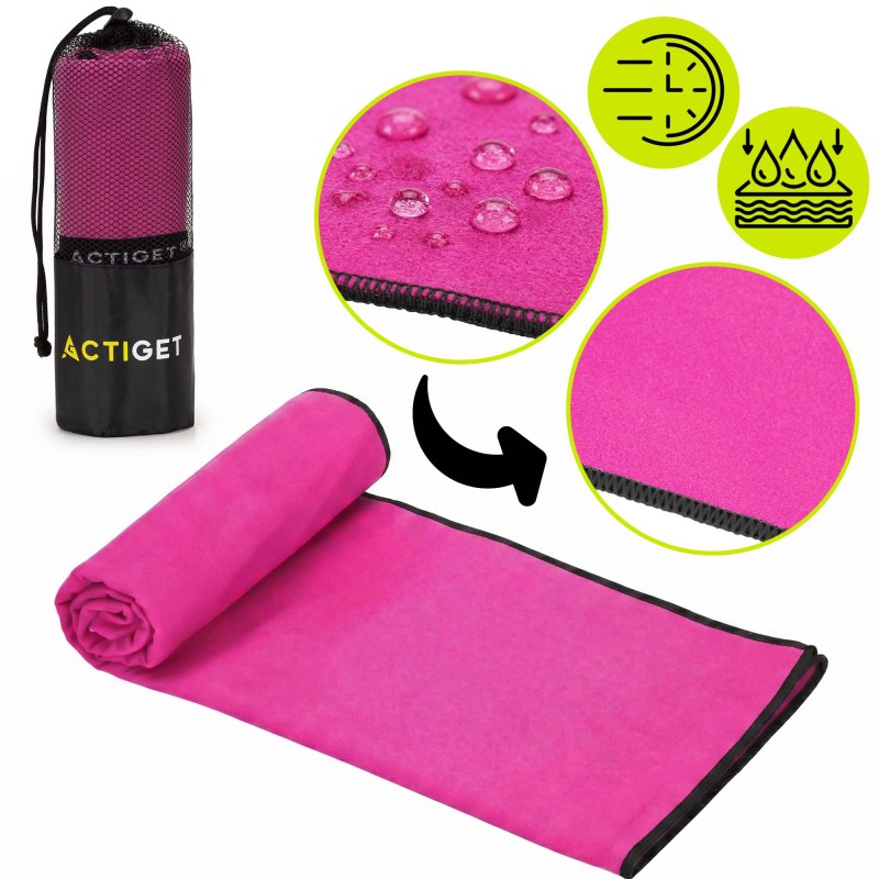 Рушник спортивний Actiget 180 x 100 см з мікрофібри ACT0187 Pink
