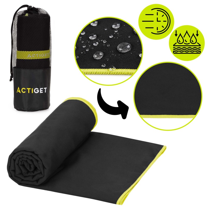 Рушник спортивний Actiget 180 x 100 см з мікрофібри ACT0189 Black