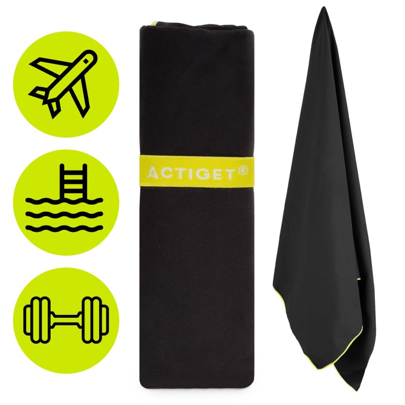Рушник спортивний Actiget 180 x 100 см з мікрофібри ACT0189 Black