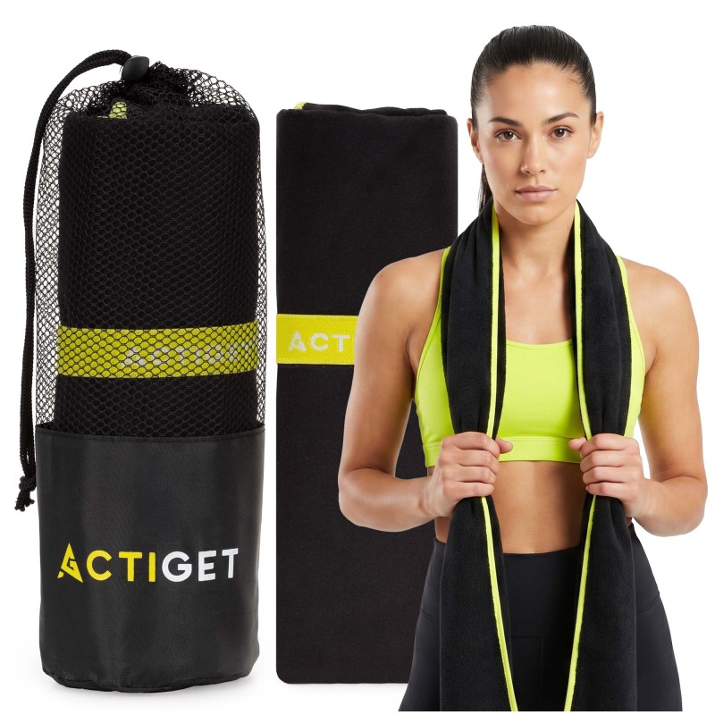 Рушник спортивний Actiget 180 x 100 см з мікрофібри ACT0189 Black