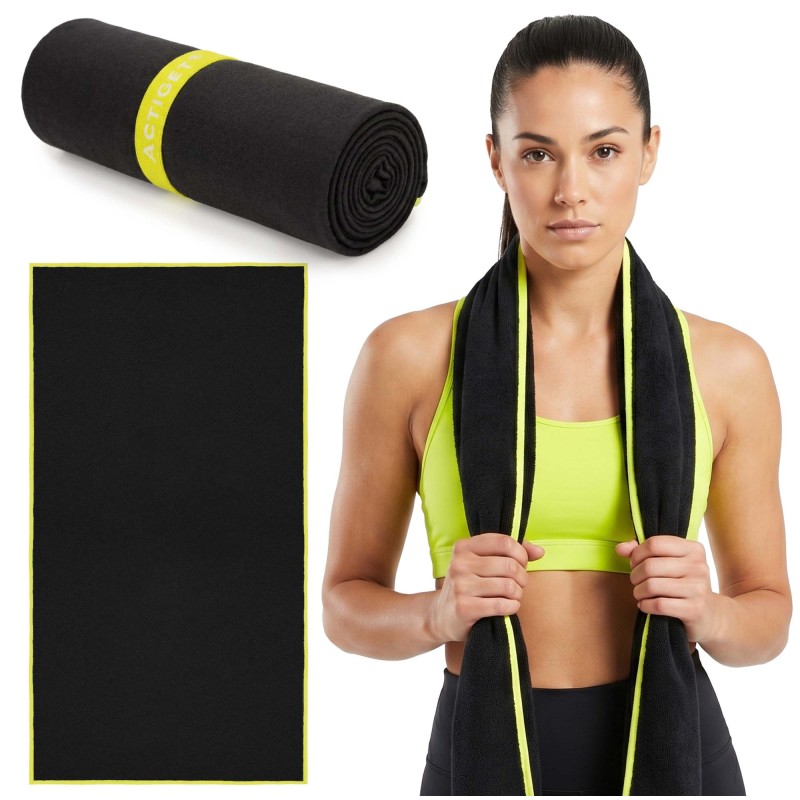 Рушник спортивний Actiget 180 x 100 см з мікрофібри ACT0189 Black
