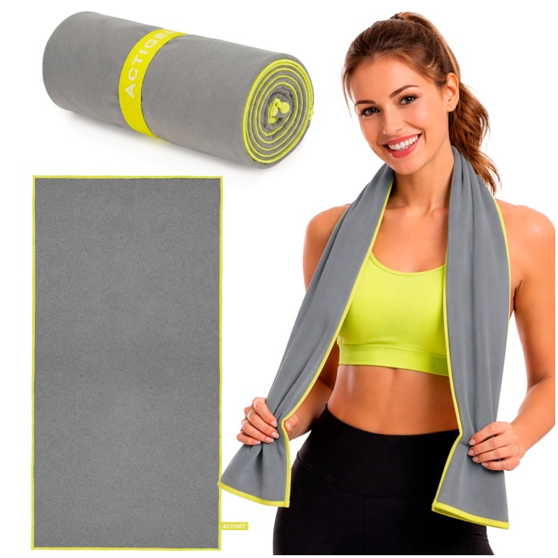 Рушник спортивний Actiget 180 x 100 см з мікрофібри ACT0192 Grey