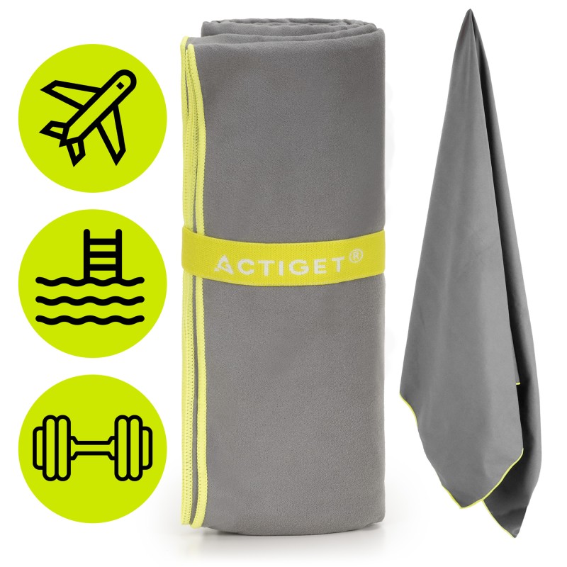 Рушник спортивний Actiget 180 x 100 см з мікрофібри ACT0192 Grey