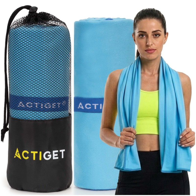 Рушник спортивний Actiget 180 x 100 см з мікрофібри ACT0193 Sky Blue