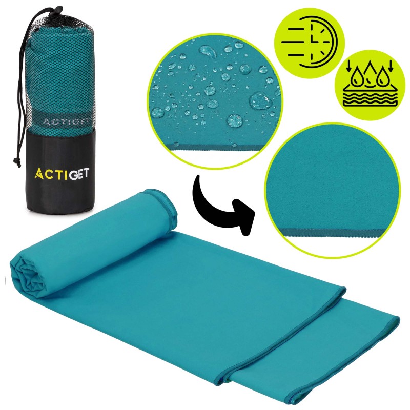 Рушник спортивний Actiget 180 x 100 см з мікрофібри ACT0195 Turquoise