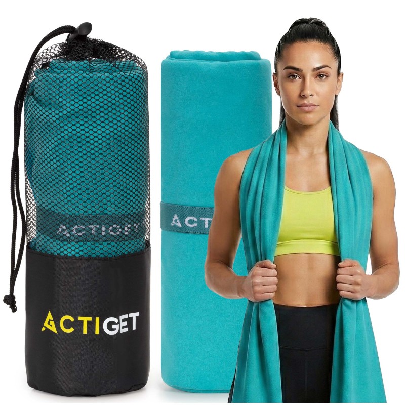 Рушник спортивний Actiget 180 x 100 см з мікрофібри ACT0195 Turquoise