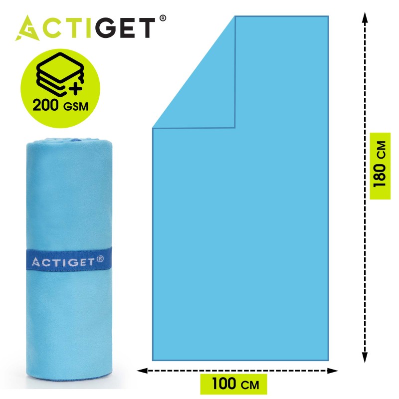 Рушник спортивний Actiget 150 x 80 см з мікрофібри ACT0191 Blue