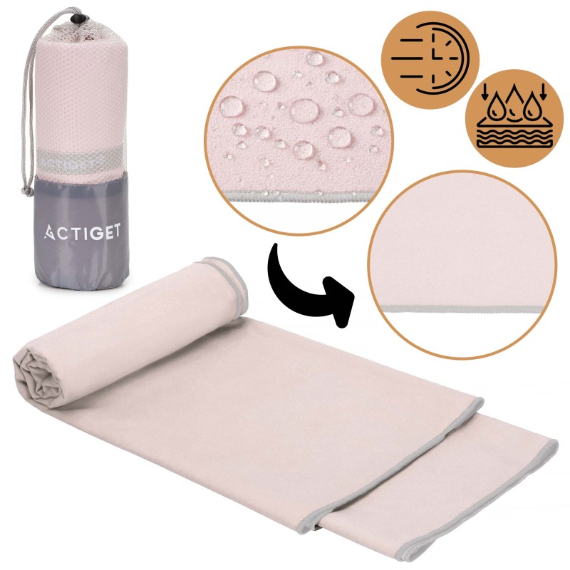 Рушник спортивний Actiget 180 x 100 см з мікрофібри ACT0198 Light Pink