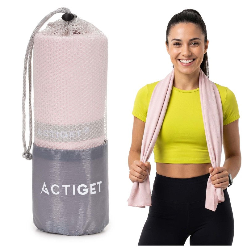 Рушник спортивний Actiget 180 x 100 см з мікрофібри ACT0198 Light Pink