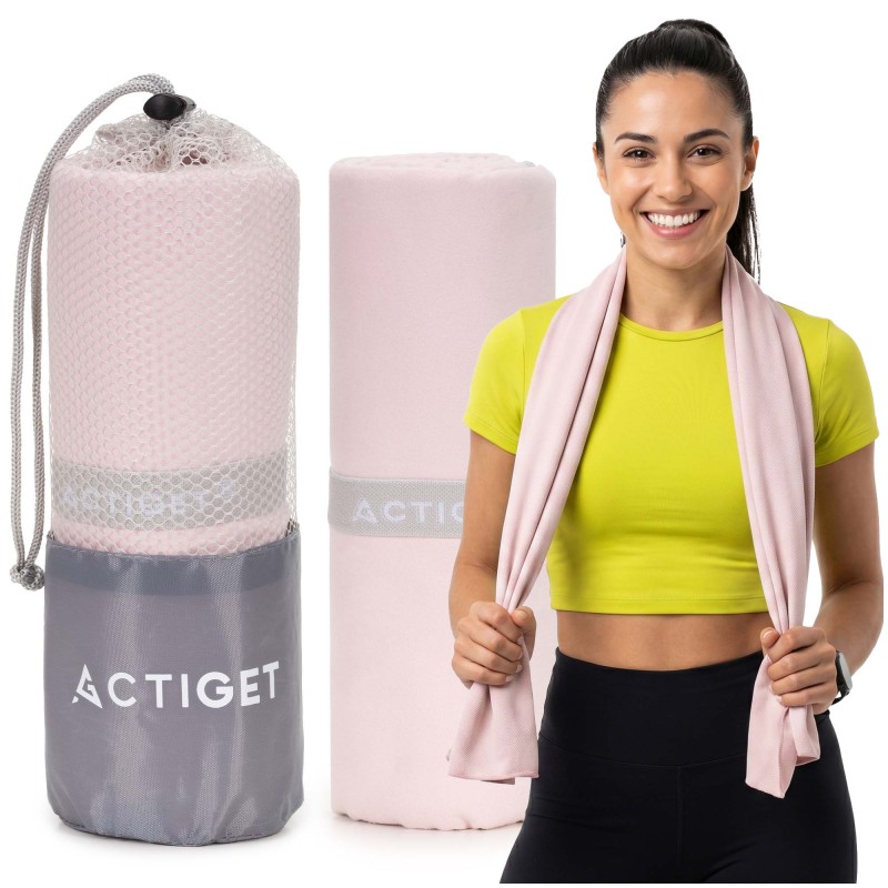 Рушник спортивний Actiget 180 x 100 см з мікрофібри ACT0198 Light Pink