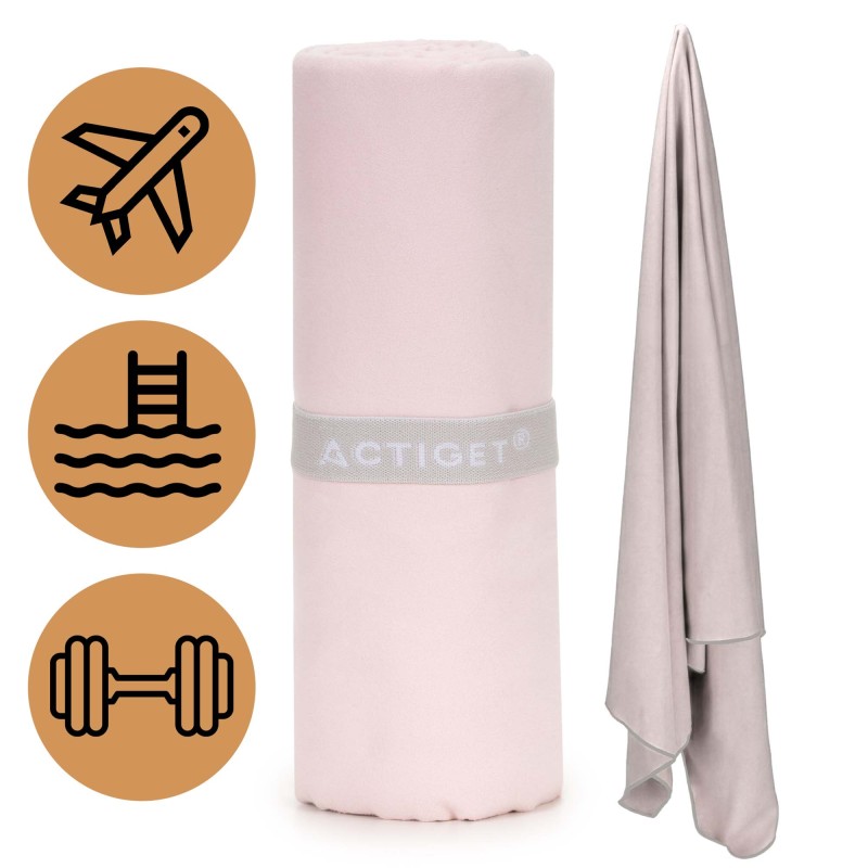 Рушник спортивний Actiget 180 x 100 см з мікрофібри ACT0198 Light Pink