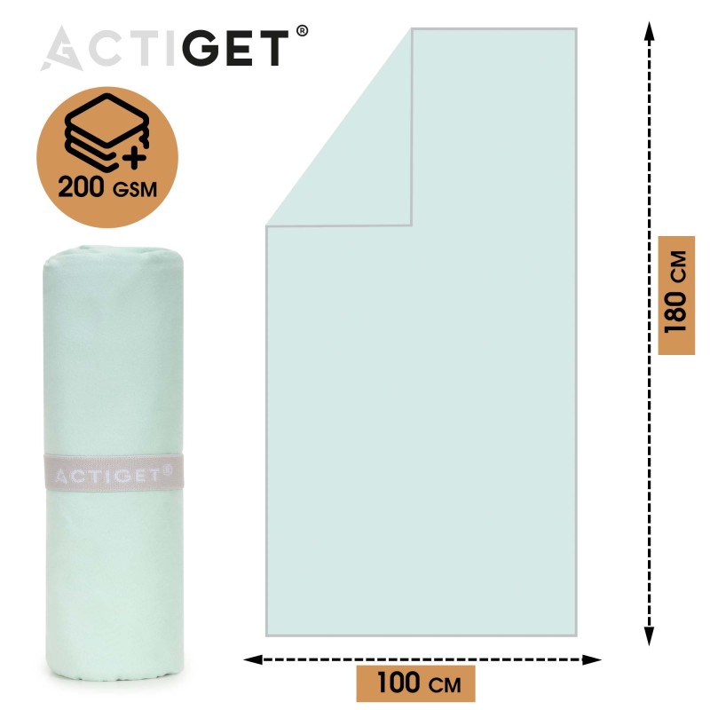 Рушник спортивний Actiget 180 x 100 см з мікрофібри ACT0199 Mint