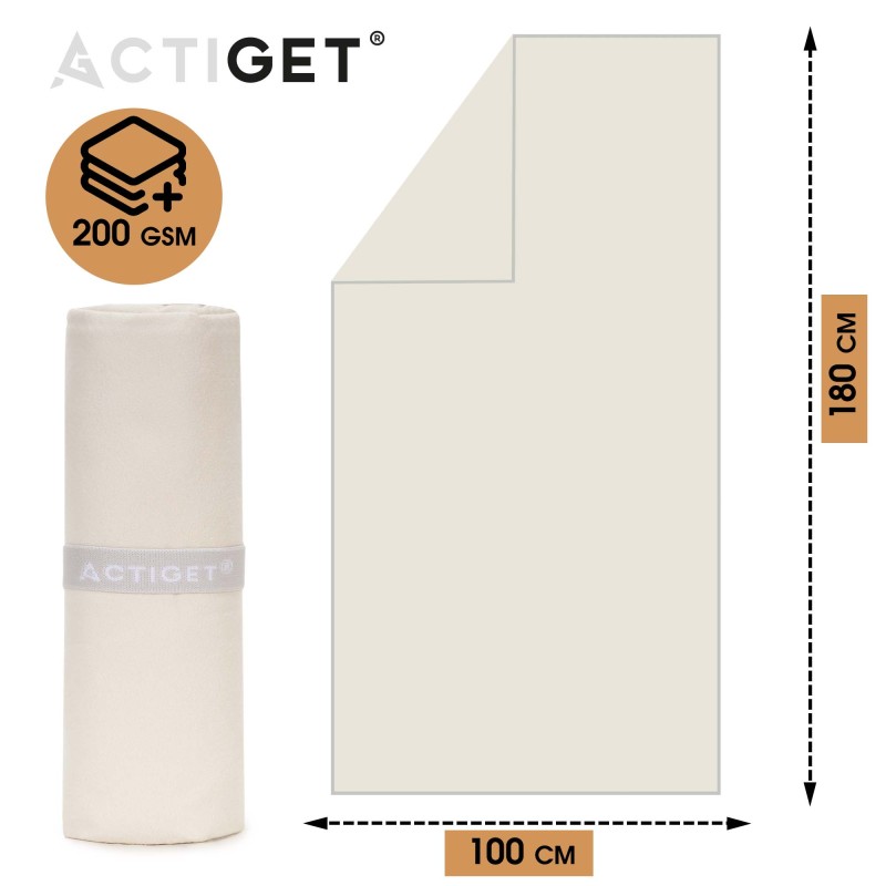 Рушник спортивний Actiget 180 x 100 см з мікрофібри ACT0200 Biege