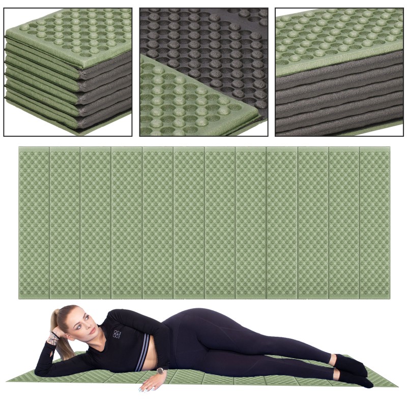 Каримат туристичний Springos XPE 182 x 60 x 0.8 cм складний PM0010 Green/Grey