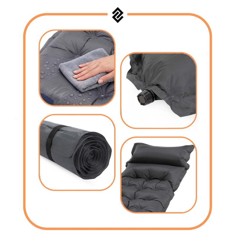 Килимок самонадувний Springos 193 x 66 x 3.5 см з подушкою PM053 Grey